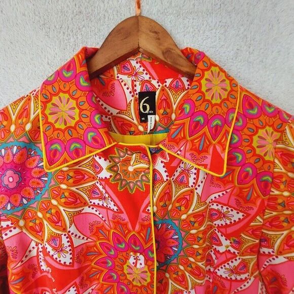 6 By Six Womans M Vibrant Mandala Print Boho Detailed Jacket - Picture 2 of 11